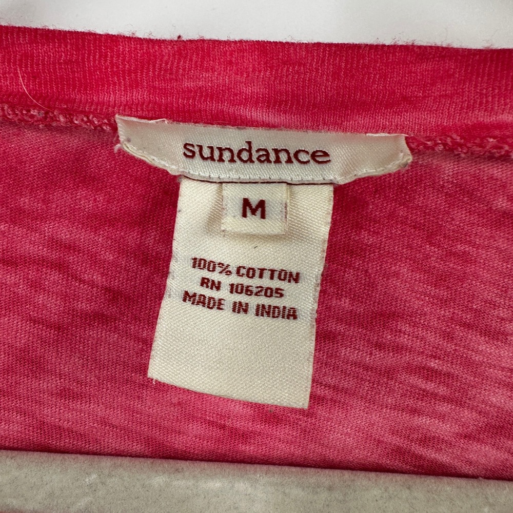 Sundance Pink Embroidered Lace Trim Cotton Slub Long Sleeve Top Medium Peasant - Picture 3 of 7